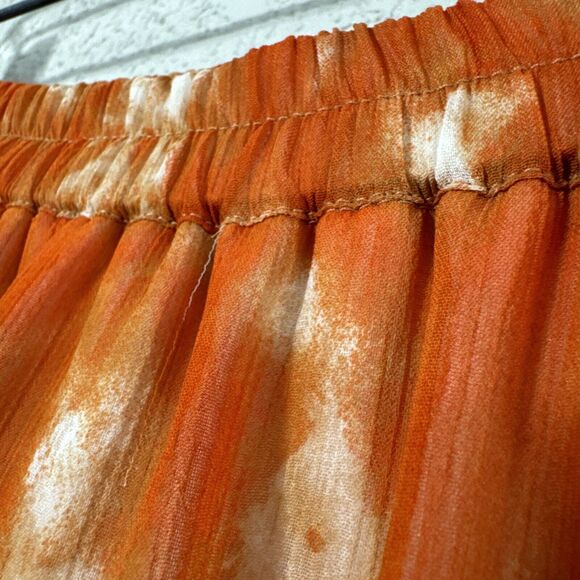Tie Dye Boho Skirt Ruffle Midi Skirts A-Line Orange Louis Dell'Olio Size M - Picture 8 of 12